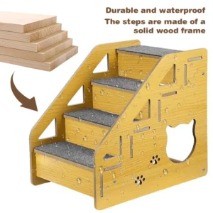 4-Step Wooden Pet Stairs