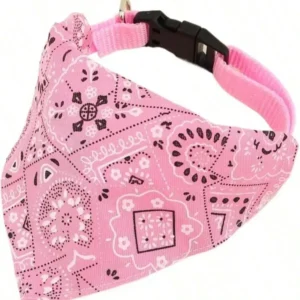 Adjustable Pink Bandana-Print Triangle Pet Bib