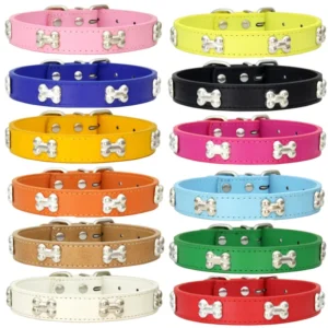 Bone Leather Durable Pet Cat Dog Collars Puppy Pug Collars for Small Large Dog Chihuahua Cat Accessories Pet Collar for Small Dogs