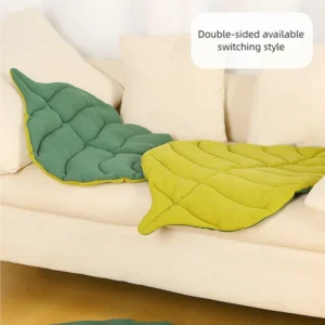 Soft Cotton Cat Bed Mat Leaf Shaped Kitten Puppy Dog Sleep Blanket Double Sided Washable Pet Floor Rug Home Comfort Pad