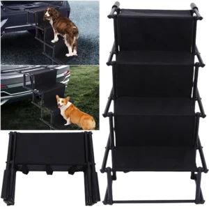 4 Steps Pet Ramp Lightweight Portable Dog Cat Ladder with Nonslip Surface Pet Ladder Dog Car Steps Portable Dog Stairs for Car