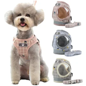 Nylon Puppy Harness Vest with Leash Breathable Reflective Pet Dogs Cats Harness for Chihuahua French Bulldog Collar Dog Supplies