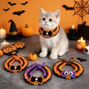 Halloween Cat Costume Collar Pet Cats Dogs Collar Pet Scarf Collar Halloween Party Decorations Cat Nacklace Costume Collar Decor