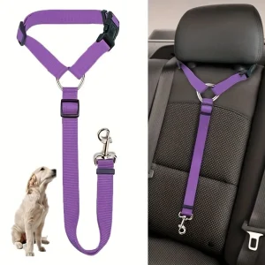 1pc Adjustable Pet Car Seat Belt With 2 In 1 Nylon Lead Leash And Rear Seat Safety Belt Suitable For Small Medium Large Dogs Cats Keep Your Pet Secure During Car Rides Easy To Install And Use Durable Nylon Material For Long Lasting Use