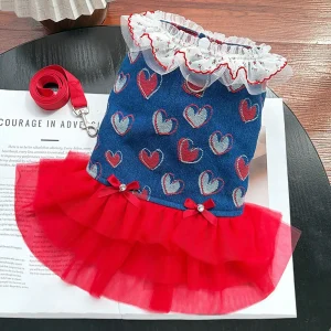Spring And Summer Denim Cherry Dress